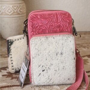 Pink Leather Cowgirl Western Cow Trinity Ranch Purse NWT